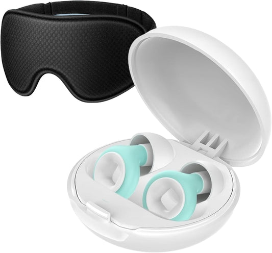 3D-Schlafmaske und Ohrstöpsel-Set für Reisen und tiefen Schlaf | 100 % lichtundurchlässige Augenmaske, komfortabler Memory-Schaum und wiederverwendbare, geräuschdämpfende Ohrstöpsel -EU-