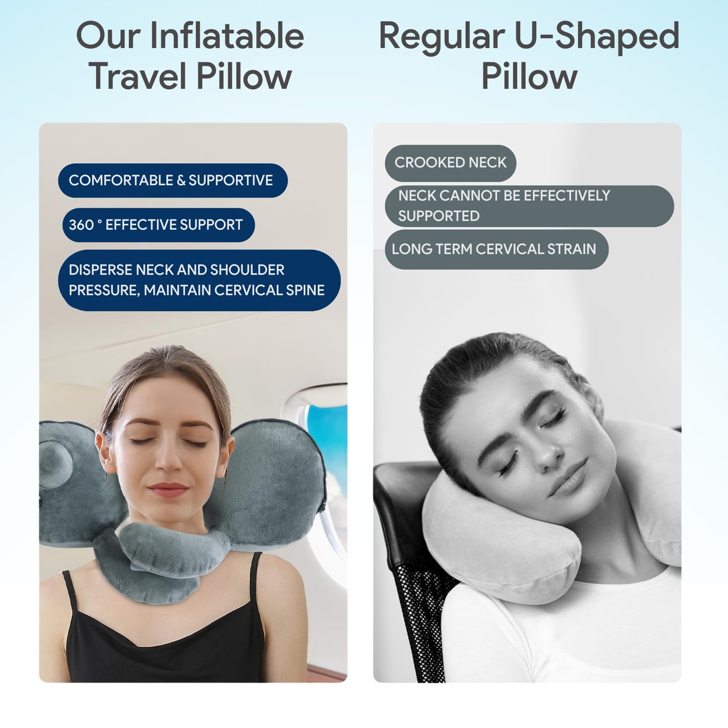 Compact & Lightweight Inflatable Travel Pillow for On-the-Go Comfort