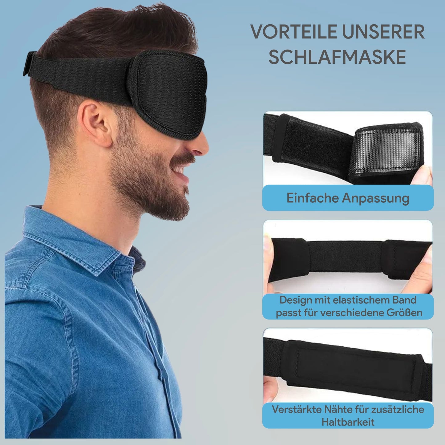 Breathable 3D Contoured Sleep Mask – Soft Ergonomic Eye Mask for Restful Sleep -EU-
