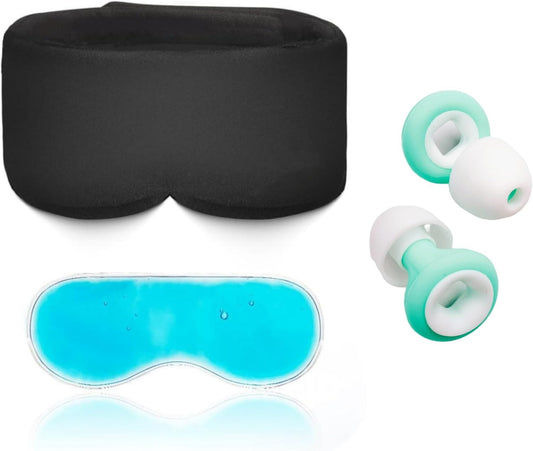 Kühlende Augenmaske &amp; Silikon-Ohrstöpsel-Set – Wellness-Geschenk für Frauen | Lindert Migräne &amp; Kopfschmerzen, Stressabbau, reduziert Augenschwellungen, sorgt für erholsamen Schlaf und schirmt Geräusche ab | Perfektes Geschenk für Sie -EU-