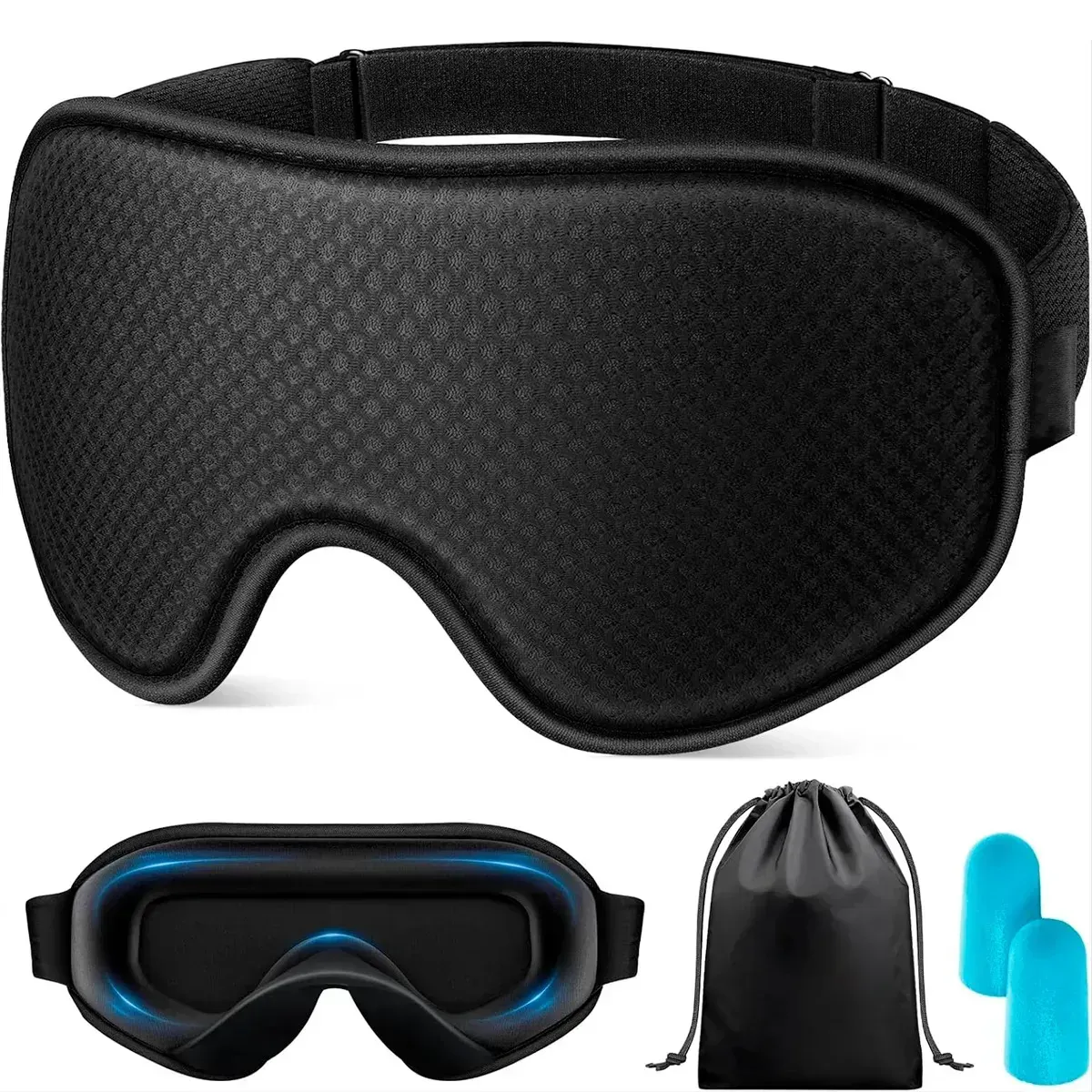 3D-Schlafmaske mit Ohrstöpseln – All-in-One-Set zur Licht- und Geräuschunterdrückung 