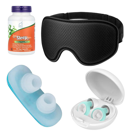 Deep Sleep Essentials Kit – JETZT Schlafkapseln, Maske &amp; Ohrstöpsel, Anti-Schnarch-Gerät