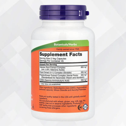 NOW Sleep – Baldrianwurzelextrakt, Hopfen, Passionsblume und GABA, 90 Gemüsekapseln