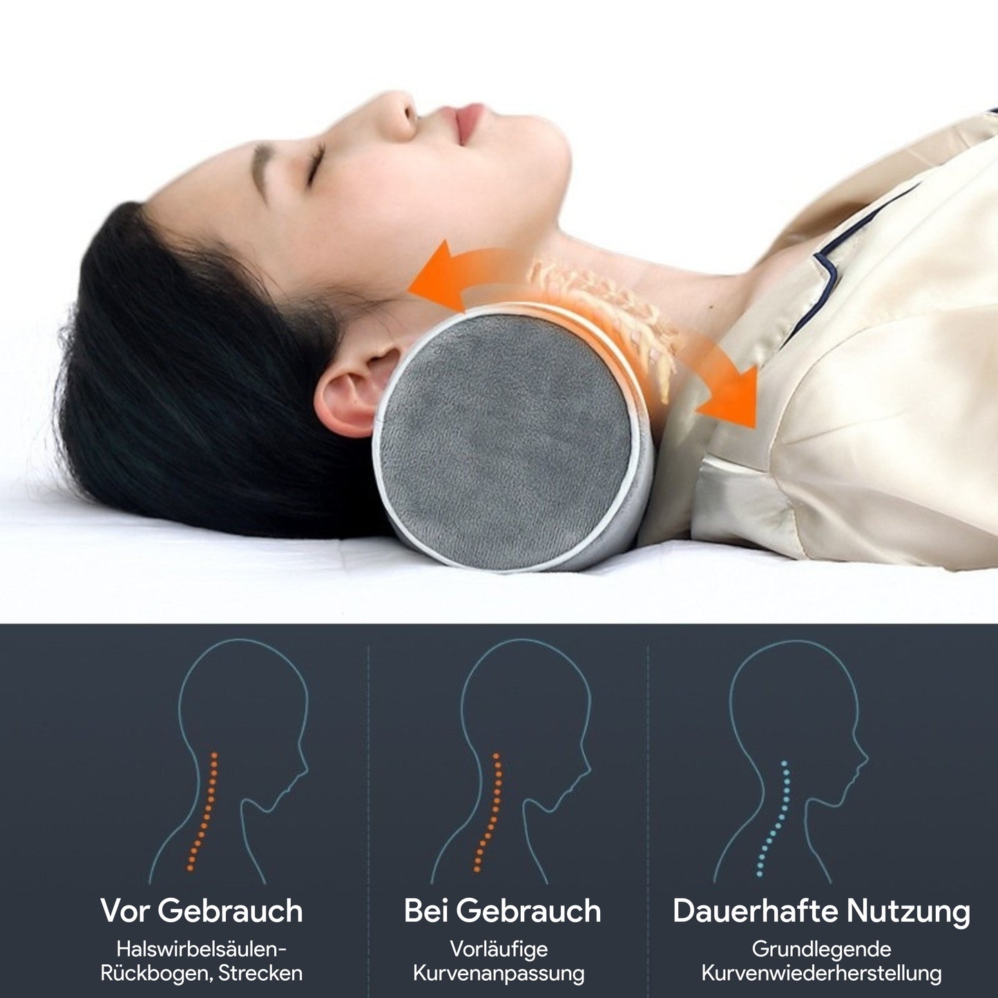 Orthopädisches Stützkissen für Nacken und Rücken – 43 × 15 cm – EU –