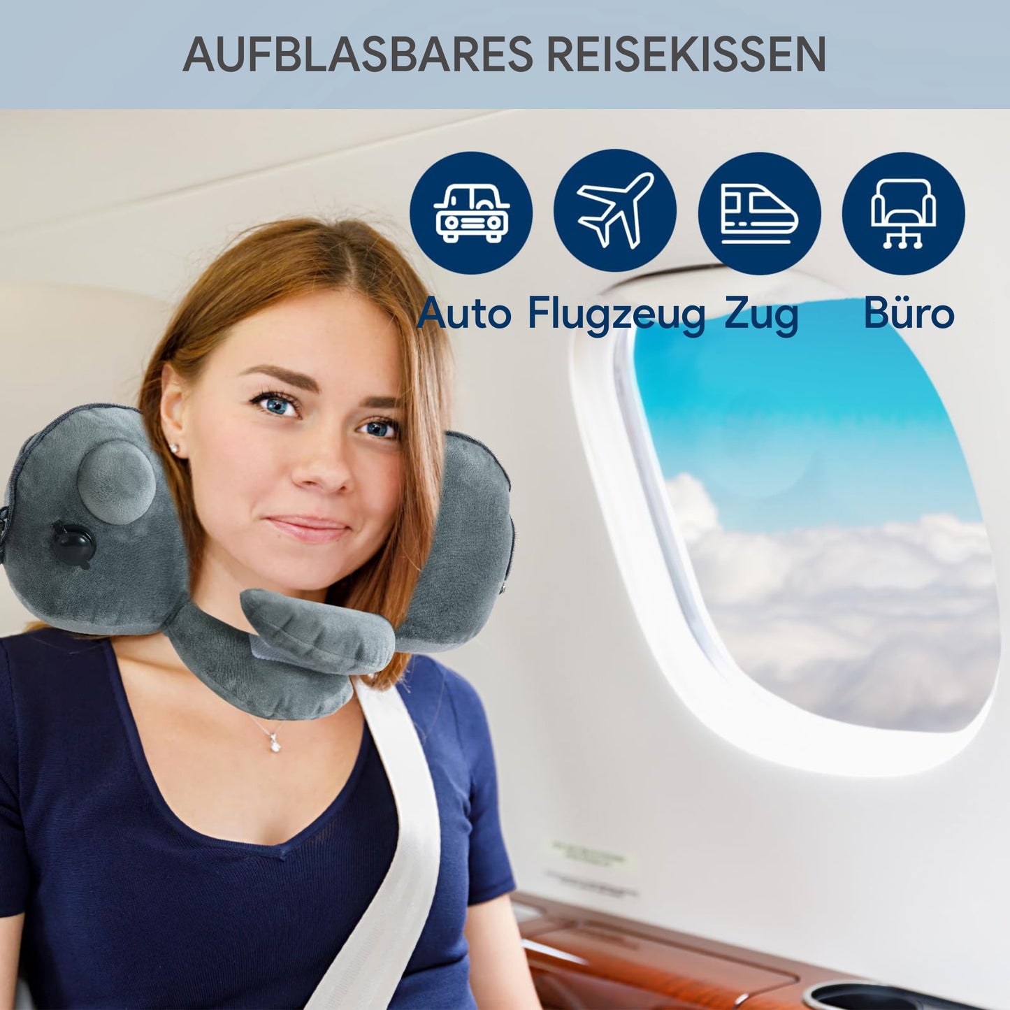Compact & Lightweight Inflatable Travel Pillow for On-the-Go Comfort -EU-