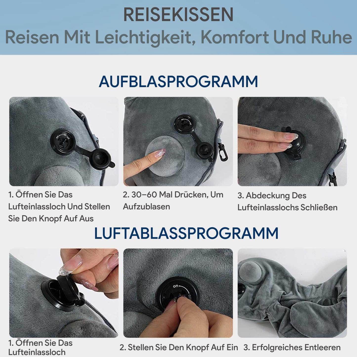 Compact & Lightweight Inflatable Travel Pillow for On-the-Go Comfort -EU-