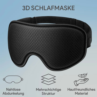 3D Sleep Mask with Earplugs – All-in-One Light & Noise Blocking Set -EU-