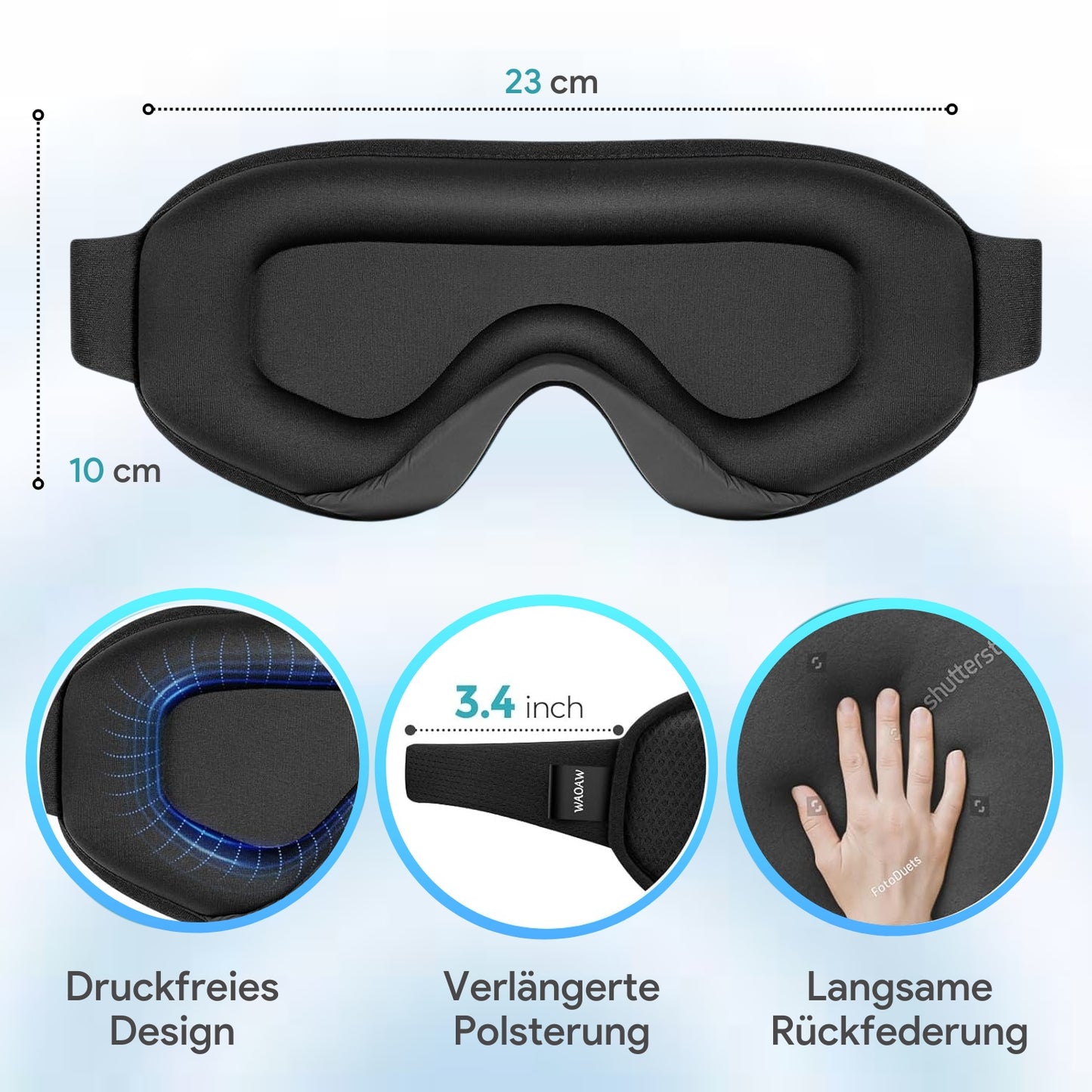 3D Sleep Mask with Earplugs – All-in-One Light & Noise Blocking Set -EU-