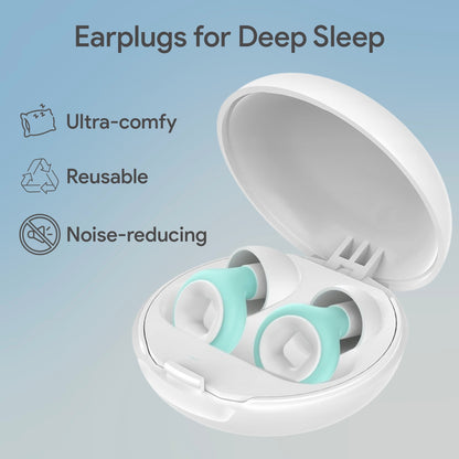 Comfortable Earplugs for Sleep, Work & Travel - White and green