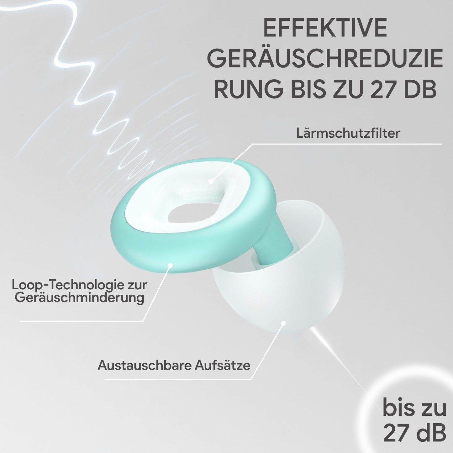Bequeme Ohrstöpsel zum Schlafen, Arbeiten und Reisen – Weiß und Grün