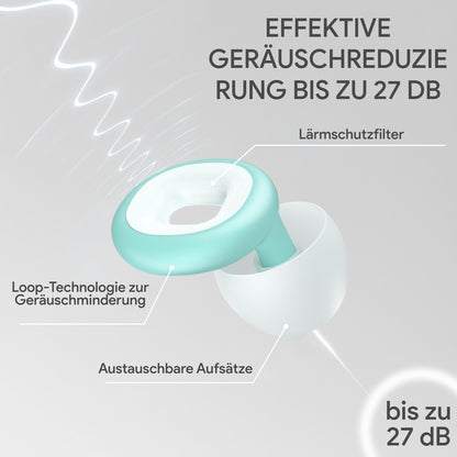 Comfortable Earplugs for Sleep, Work & Travel -EU- White and green