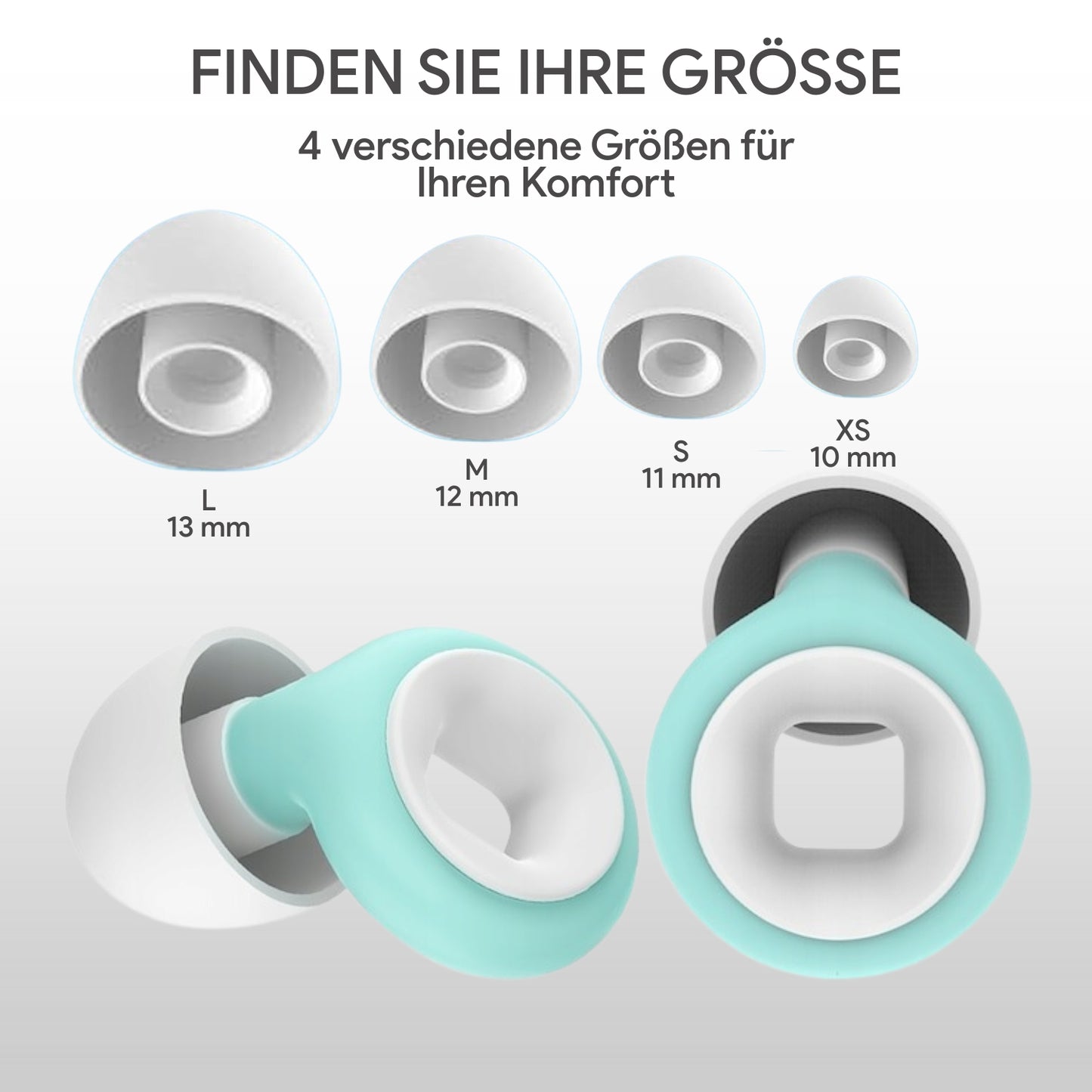 Bequeme Ohrstöpsel zum Schlafen, Arbeiten und Reisen – Weiß und Grün