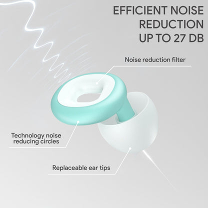 Comfortable Earplugs for Sleep, Work & Travel - White and green