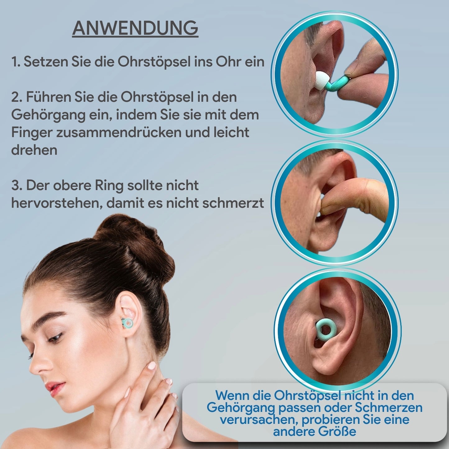 Bequeme Ohrstöpsel zum Schlafen, Arbeiten und Reisen – Weiß und Grün